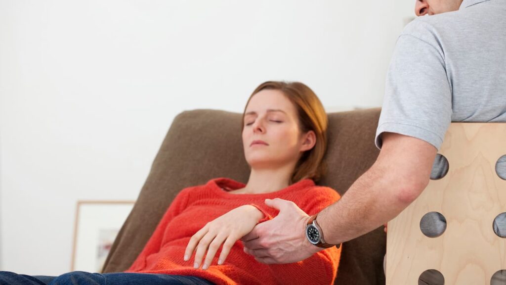 a woman in hypnosis process 