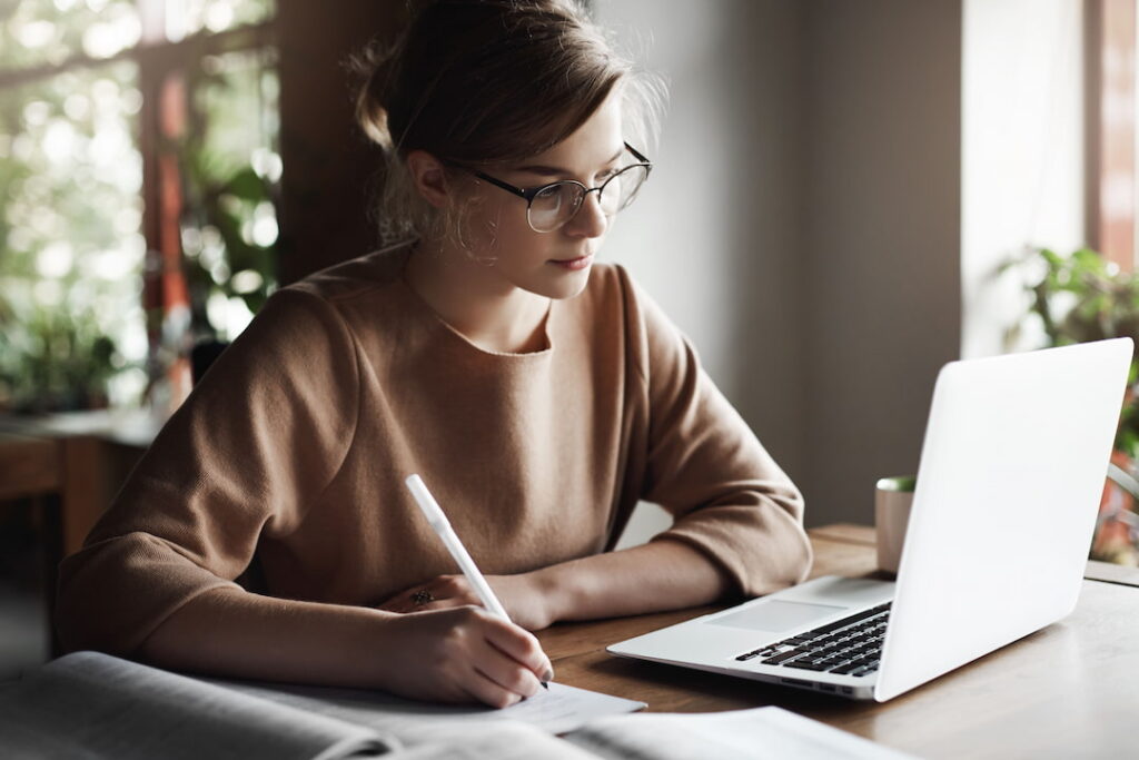 a girl preparing for the exam