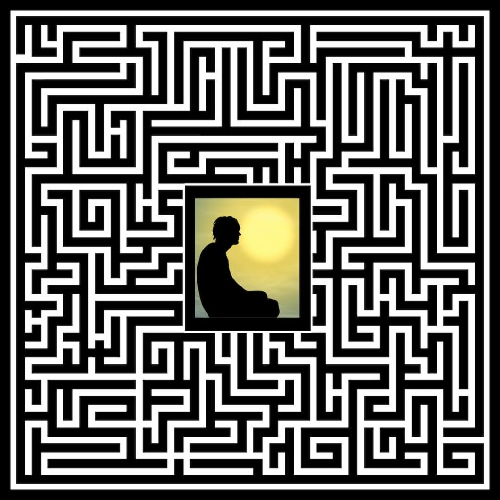 a person prisoned in the middle of the labyrinth