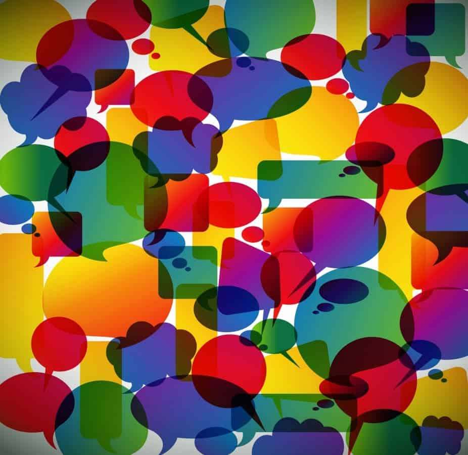 different colors and shapes speech bubbles