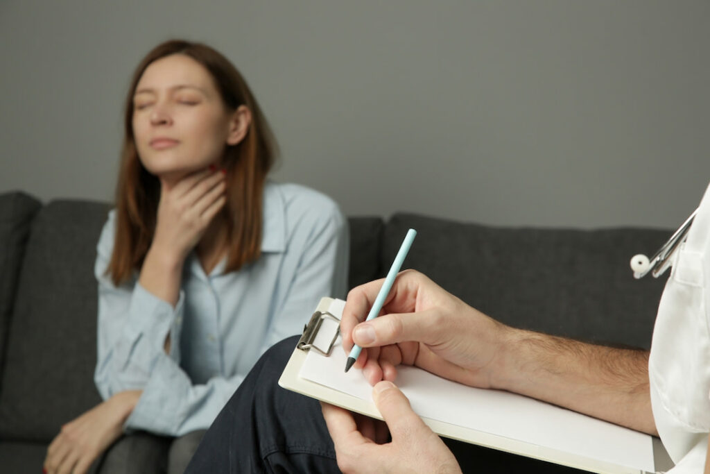 a woman at her hypnotherapy session