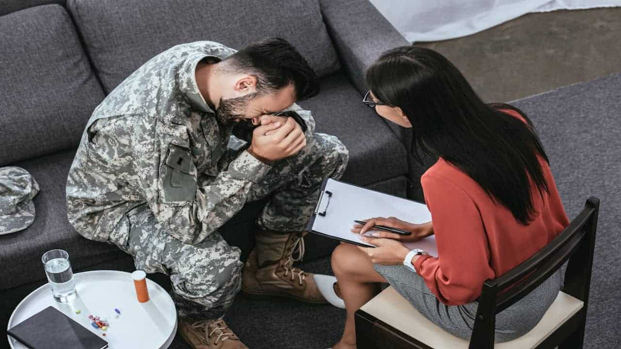 a soldier at the therapy