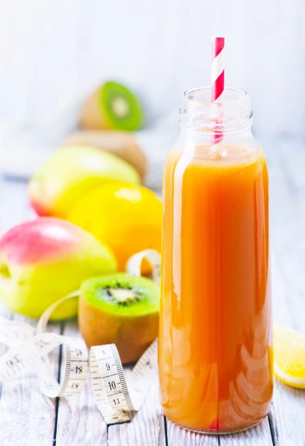 a juice made of fruits and vegetables