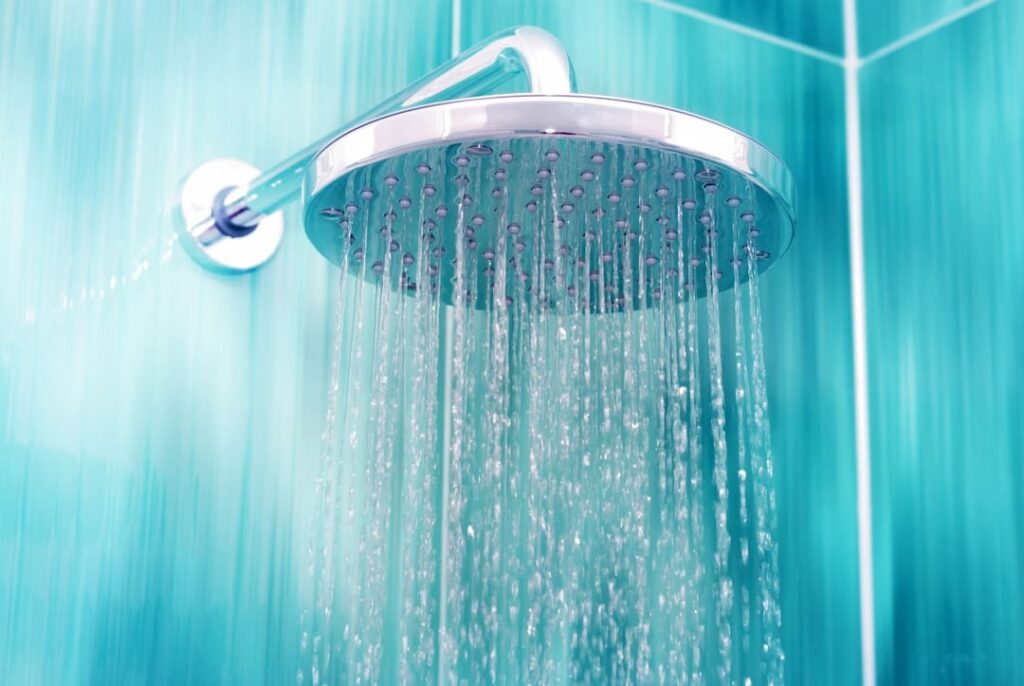 water sprinkling from the shower head