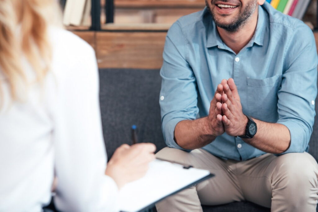 a man talking to the therapist