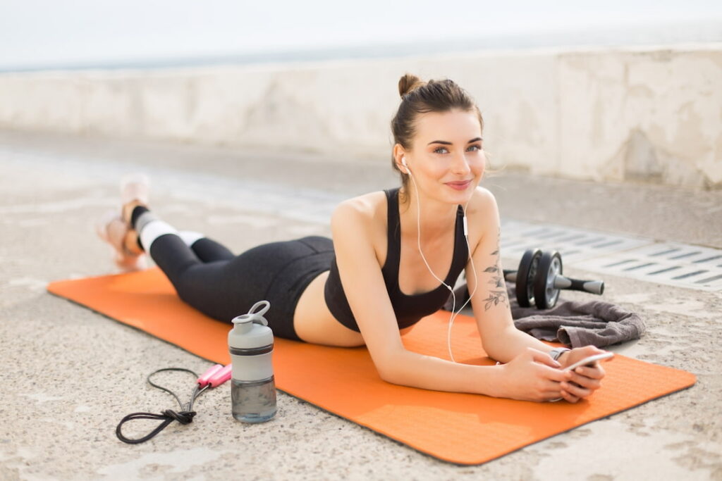 a woman preparing for working out 