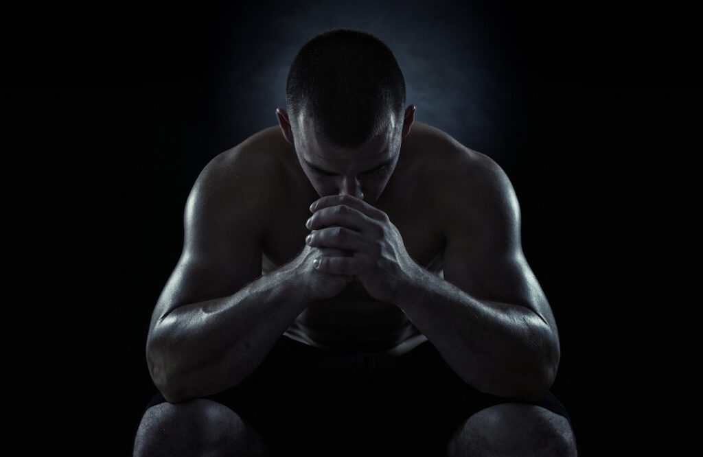 an athlete concentrating before the race 