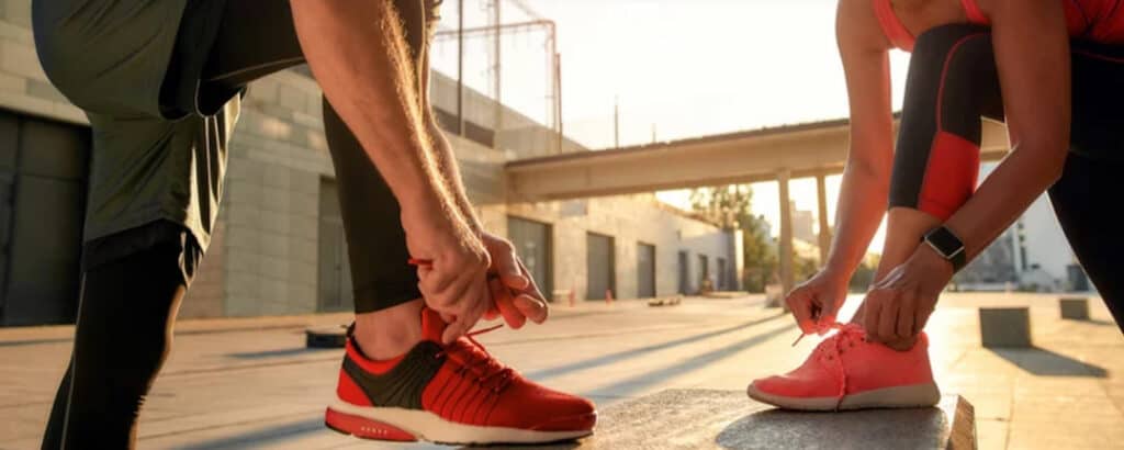 a couple preparing for jogging