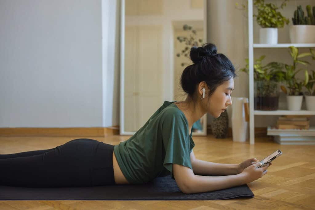 a woman preparing for meditation